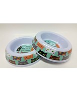 2 Cat Food Water Dish Pet Sturdy Feeding Bowls 4-4.5&quot; Dia Bowl &quot;You&#39;ve g... - $26.88 CAD
