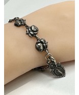Antique Rose Flower Links  Saints Catholic Religious Silver Plated  Brac... - $69.55