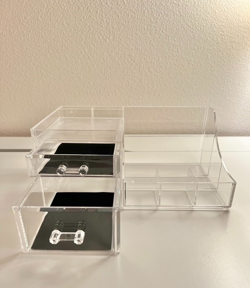 Makeup Organizer Vanity Cosmetic Storage Display Case 6.4&quot;D x 10.9&quot;W x 4... - $17.81