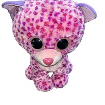 Ty Large 16” Beanie Boo Glamour Purple Pink Leopard Cat Plush Glitter Eyes Nose - £8.19 GBP