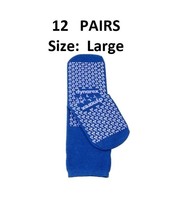 12 Pair Slipper Socks Blue Non-Skid Hospital Slipper Adult Ankle High Socks - £21.45 GBP