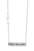 Believe Blessed Faith Pendant Necklace White Gold - £10.41 GBP