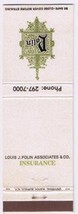 Matchbook Cover Louis J Polin Insurance Niagara Falls New York  - £0.77 GBP