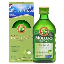 Moller&#39;s Omega-3 Apple Flavor Cod Liver Fish Oil A-D-E Vitamins 8.4oz NEW! - £38.06 GBP