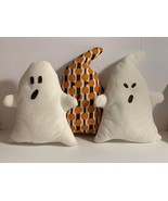 3 Halloween Decorations Ghosts White &amp; Pumpkin Design Homemade Stuffed A... - £12.57 GBP