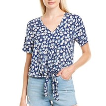 Madewell Blue Moon Tie Front Floral Short Sleeve Top Size XXS - £17.79 GBP