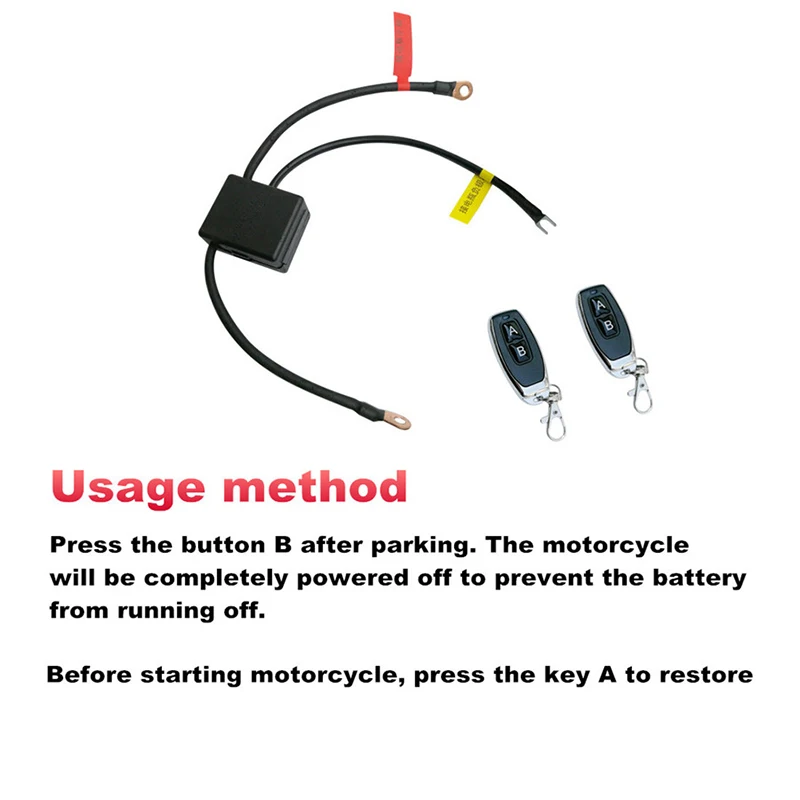 12V 2pcs Wireless Remote Control Motorcycle Battery Disconnect Cut Off Isolato - £33.18 GBP