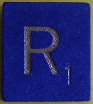 Scrabble Tiles Replacement Letter R Blue Wooden Craft Game Part Piece 50... - $1.22