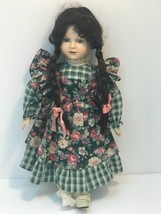 Country Girl Braided Hair Doll with Bright Eyes and Eyelashes Vintage Porcelain - £10.07 GBP