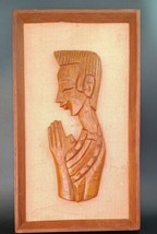 Vintage Praying Man Carved Teak Silhouette, VERY MCM, Framed Wall Art by Witco - £14.20 GBP