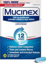 Mucinex Maximum Strength 12 Hour Chest Congestion Expectorant Relief 28 ... - $16.82