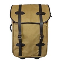 Filson Rugged Twill Luggage Bag 290 Wheeled Carry On Tan Bridle Leather USA - £577.63 GBP