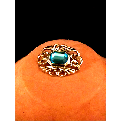 Beautiful~Vtg Silver&amp;Blue Stone Brooch - $14.85