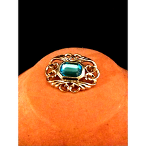 Beautiful~Vtg Silver&amp;Blue Stone Brooch - $14.85