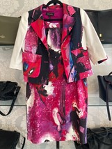 ESCADA Multicolor Sleeveless Sheath Dress &amp; Jacket Set Sz 40/42 $2100 - $445.40