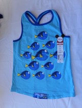 Okie Dokie Girls Disney Finding Dory Knot Back Tank Top Blue Fish Size S4  NEW - £8.57 GBP