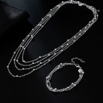 Jewelry Top fine 925 silver color Chain beads Bracelet Necklace Charm Women lady - £17.40 GBP