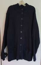 Womens Plus 3X Jones NY Sport Navy Blue Button Up Knit Cardigan Sweater Jacket - £14.69 GBP