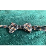 Jos A Bank Mens Blue Orange Plaid Bowtie Adjustable Formal Wedding Party... - €21,45 EUR