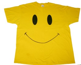 Vintage Delta Giant Smiley Face Graphic T-Shirt Have A Nice Day Yellow Black XL - £86.25 GBP