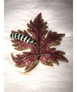 Joan Rivers Vintage Maple Leaf W Caterpillar On It Gorgeous! Sparkles! - £63.31 GBP