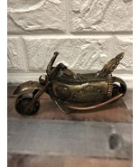 Vtg 7” Motorcycle Folk Art Brass Sculpture Harley Davidson Replica Colle... - $67.22
