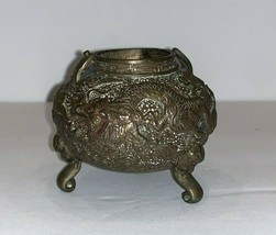 Antique Chinese Bronze Relief Dragons Decoration Warmer Incense Burner Censer - £102.08 GBP