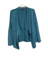 Karl Lagerfeld Womens Sweater M Blue Cardigan Drape Neck Herringbone Ope... - $24.64