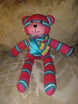 Dan Dee Collectors Choice Teddy Bear Knit Plush 17&quot; Pink Aqua Striped Stuffed... - £10.28 GBP