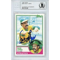 Davey Lopes Oakland Athletics Auto 1983 Topps Signed Beckett BAS Auth Slab A&#39;s - £60.72 GBP