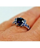 21 Stones Blue Sapphire 925 Sterling Silver Ring Size 7 - $23.28