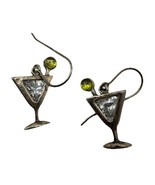 Shube Dakota West Green Peridot Martini Glass Dangle Earrings Drink Beve... - $544.96 MXN