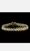 s-Link 9Ct Simulated Women&#39;s Tennis Bracelet 14k Yellow Gold Plated - £114.91 GBP