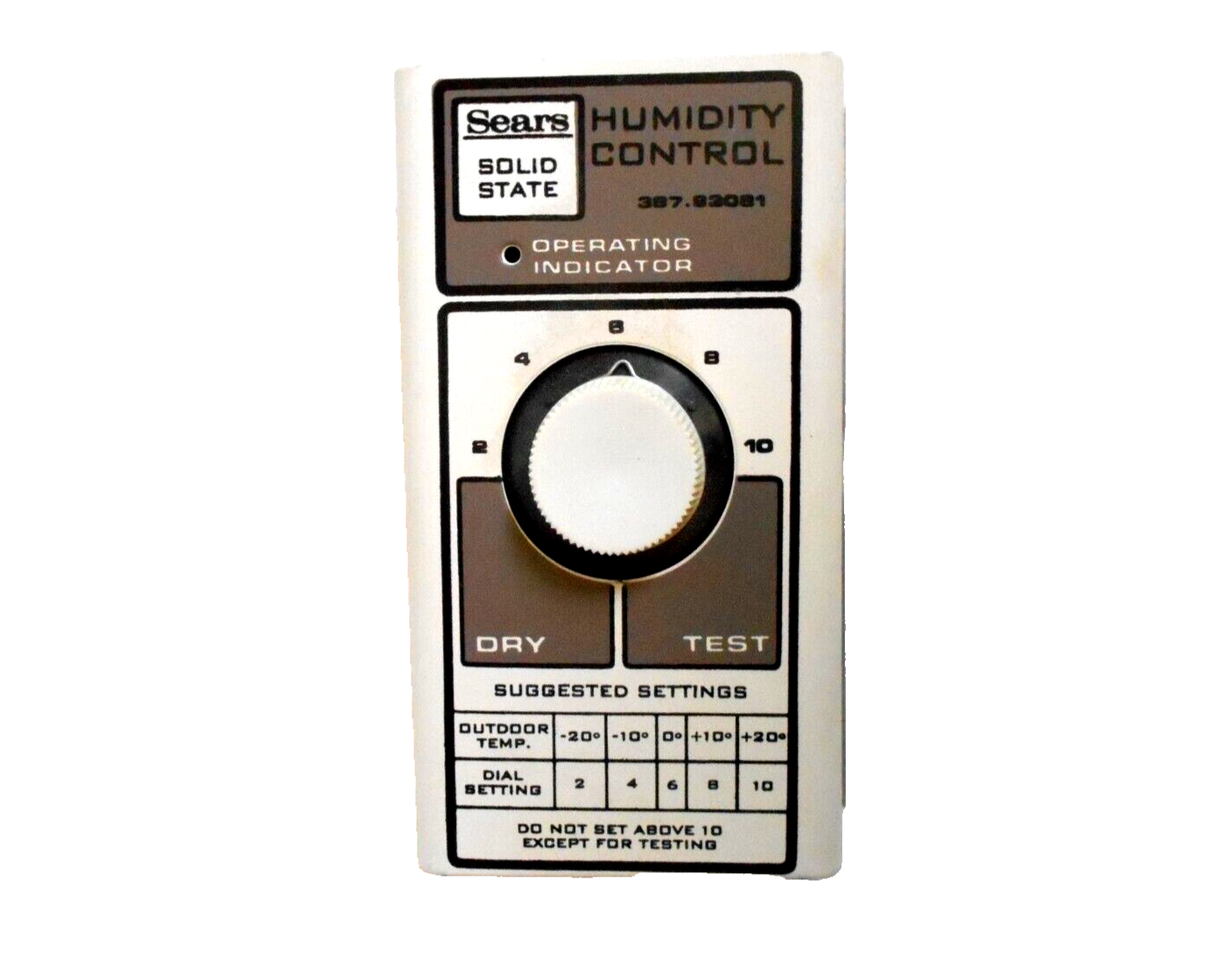 Sears Solid State Humidity Control No. 387-93081 - $9.89