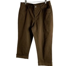 Liz Claiborne Mid Rise Capri Pants 8 Brown Pockets Belt Loops Cuffed Str... - $18.50