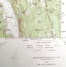 Map Bellows Falls NH Vermont 1957 Topographic Geo Survey 1:62500 22 x 18&quot; TOPO3 - £35.30 GBP