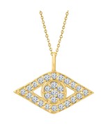 2.7 Ct Round Real Moissanite Evil Eye Pendant Necklace in 14K Yellow Gol... - £67.05 GBP