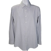 Mizzen + Main Performance Dress Shirt Mens M Trim Blue Plaid Long Sleeve... - $36.62