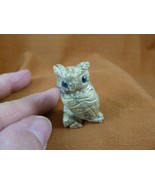 (Y-BIR-OW-73) green Serpentine HORNED OWL figurine SOAPSTONE Peru owls o... - $17.78 CAD