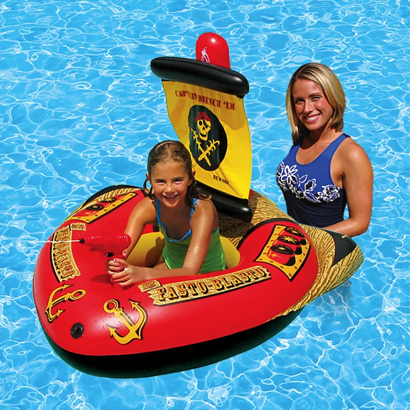 Foldable Summer Water Swimming Pool Inflatable Mat Toys Pirate Captain Rafts - £66.03 GBP