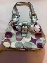 Coach Soho Scarf Print Hobo Shoulder Bag Metallic Silver Purple F17135 - £21.82 GBP