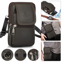 Men Cell Phone Belt Pack Bag Loop Waist Holster Crossbody Pouch Leather ... - £17.45 GBP