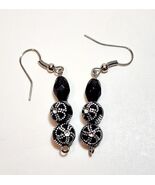 Vintage Sparkle Flower Earrings Costume Handmade Beaded B66 Maine - €17,04 EUR