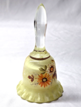 Vintage WESTMORELAND 5.25&quot; Glass Bell Hand Painted Wildflowers On Custar... - $18.43 CAD