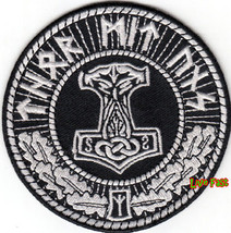 Thors Hammer Moljinor Patch Thor Mit Uns Asatru Viking Odin Rune Norse Mythology - £4.71 GBP