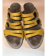 Romika Yellow Leather Slide Sandals Women’s Size 39 Comfort Footbed Germany - $547.88 MXN