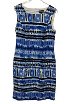 Tahari Arthur S Levine Women’s Sheath Party Dress Blue Water Color Sz 8 - £16.59 GBP
