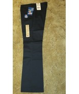 Dickies Girl&#39;s School Uniform Flare Flat Front Wide Band Navy Sz 7  32 x... - £11.83 GBP