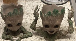 Groot Planter Set Lot Of 2 5” High New Small Plant Garden Opening 3” Dia... - $12.11