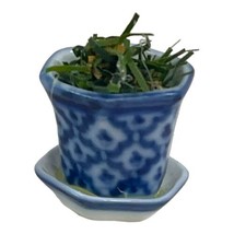 Vintage Dollhouse Miniature Blue &amp; White Flow Blue Porcelain Ceramic Flower Pot - £18.39 GBP